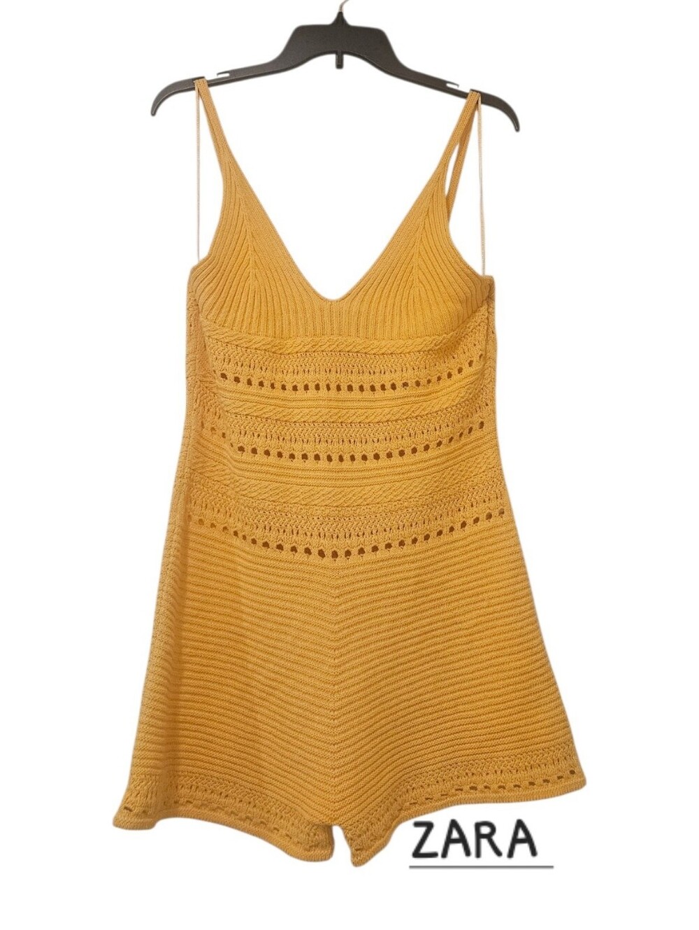 Zara Mustard Knit Camisole Romper sz Large